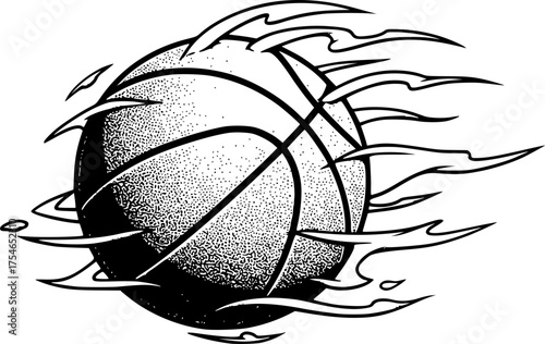 basketball bounce vector illustration of a bouncing basketball with air flowing around it isolated on white background
