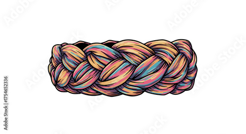 Colorful Braided Bracelet Illustration with Intricate Weave Design.