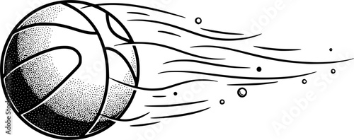 basketball bounce vector illustration of a bouncing basketball with air flowing around it isolated on white background
