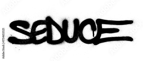 graffiti seduce word sprayed in black over white