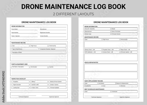 Drone Maintenance Log Book, Tracker, notebook, or journal.