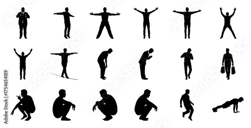 Business people diverse poses silhouettes actions