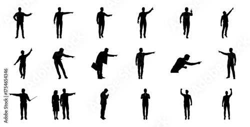 Business people pointing and gesturing silhouettes