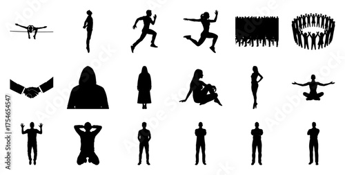 Business People Silhouettes handshake running