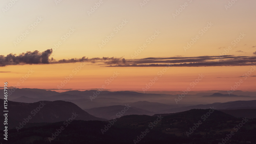 Fototapeta premium Countryside Orthodox church on hill among fields and trees in Bosnia