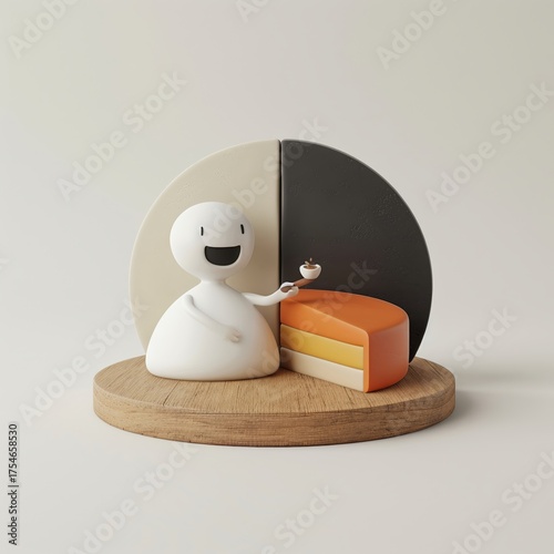 3D render icon  clay style of a bar chart with a stack of clay blocks representing different data points, isolated on pure white background 3d business icon