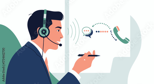 Customer service representative focused on communication.