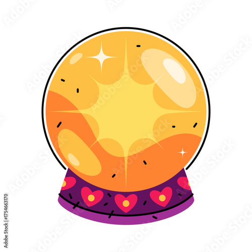 Magic crystal ball or mystical sphere, fate bullet. Vector spherical orb for fortune telling ritual, clairvoyance or foresight, occult rite and enchantment, psychic prediction, destiny vision. Wizard.