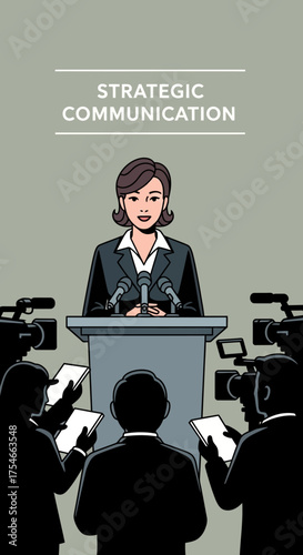Strategic Communication Professional Addressing Media Conference.