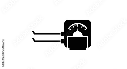 Black and white icon of a multimeter with probes.