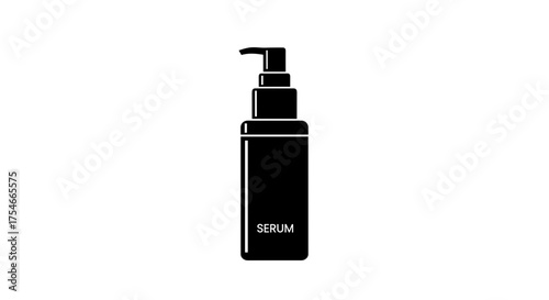 Black and White Serum Bottle Illustration for Skincare.