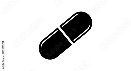Black Pill Capsule Icon Isolated on White Background.