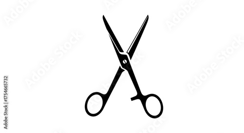 Black silhouette icon of open surgical scissors hemostat.