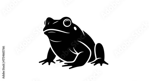 Black Silhouette of a Frog Facing Forward.