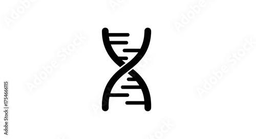 DNA double helix simple black icon isolated on white background.