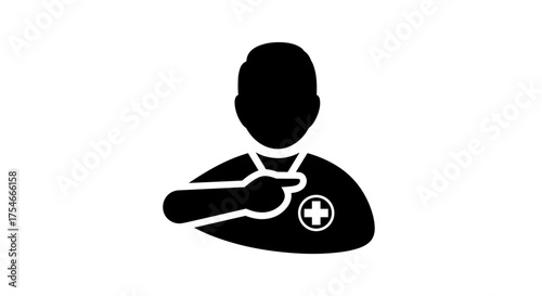 Doctor Icon Healthcare Professional Symbol in Black and White.