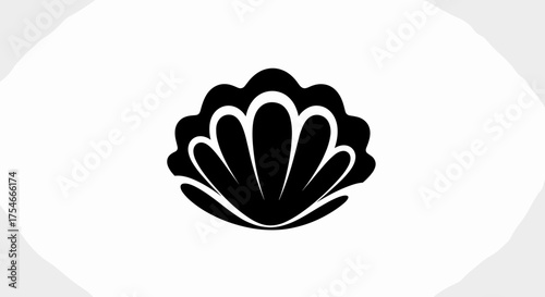 Elegant Black and White Seashell Icon Design.