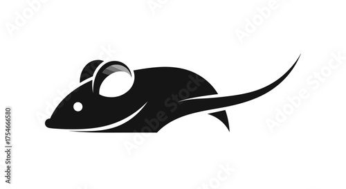 Minimalist black mouse silhouette logo design.