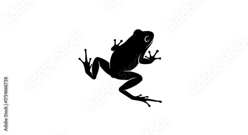 Silhouette of a frog in a jumping pose against a white background.