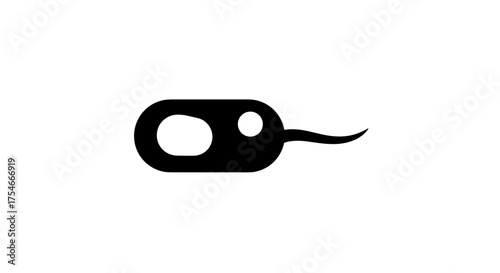 Simple black sperm cell illustration on white background.