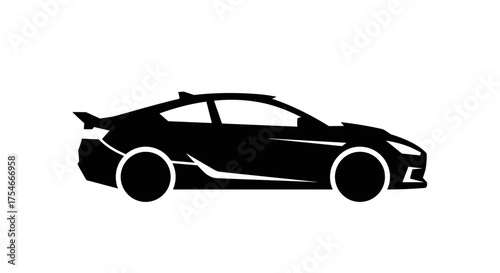 Sleek sports car silhouette vector icon.