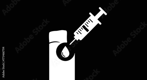 Syringe Injecting Liquid into a Container.