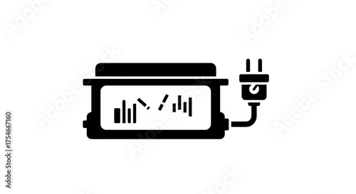 Toaster with Plug Icon Representing Breakfast Appliance.
