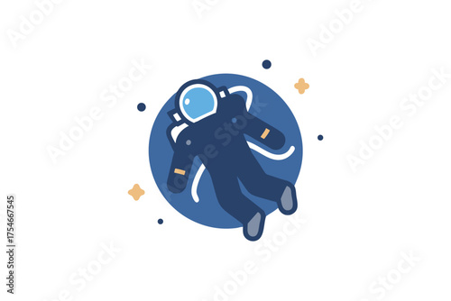 Astronaut floating in space a stylized illustration with dark blue hues