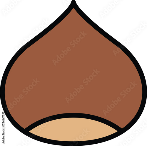 a simple cartoon drawing of a shiny chestnut