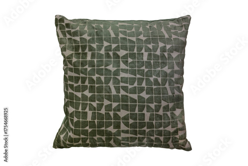 Decorative gray and olive-green cushion