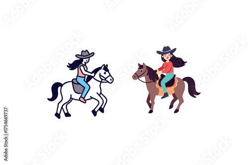 Two cowgirls riding horses a depiction of western lifestyle and adventure