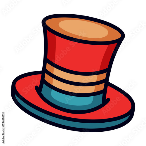 Cartoon top hat illustration for magician costume, circus performer, party favor, and decoration item