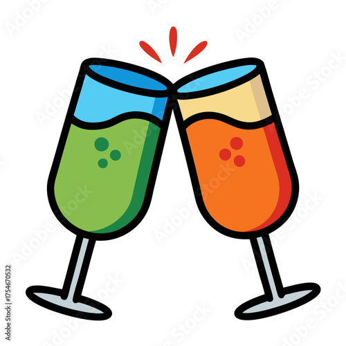 Celebrate special occasions with clinking glasses of champagne vector art illustration design graphic
