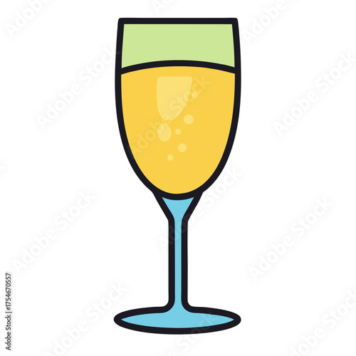 Illustration of champagne glass with bubbles, perfect for celebrating special occasions and events