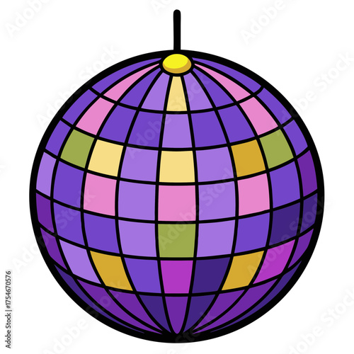 Disco ball vector illustration for party decoration and dance floor mirror ball design element use, svg