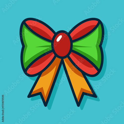 Festive christmas bow vector graphic illustration for holiday decoration and gift wrapping design