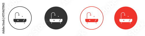 Bathtub cleaning icon. pictogram sign for Ui UX