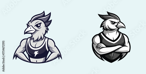 Logotype Stylized stylish bird sports dressup logo vector art design illustration