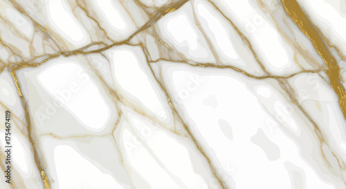 Luxurious Marble Texture White Stone with Gold Veins