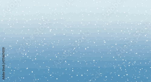 Gentle snow falling in a gradient of soft blues and whites, creating a serene and tranquil winter atmosphere, perfect for festive or calming backgrounds