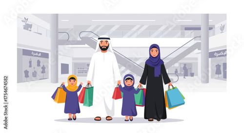 Family Shopping Day Parents and Children Enjoying a Leisurely Day of Retail Therapy