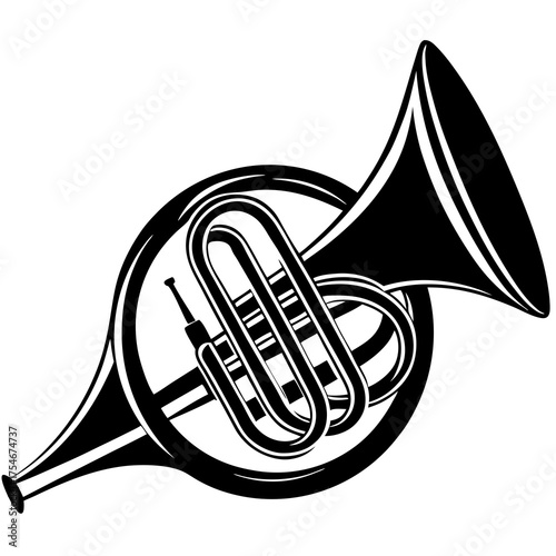 French Horn Vector Graphic – High-Quality Music Instrument Illustration