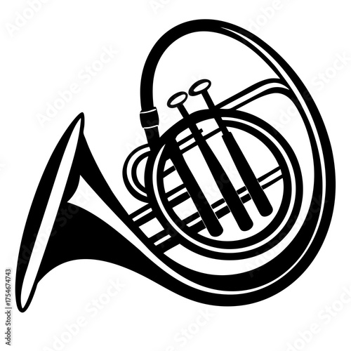 French Horn Vector Graphic – High-Quality Music Instrument Illustration