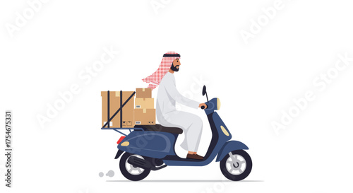 Man riding a scooter with boxes for delivery, showcasing modern logistics and transportation solutions