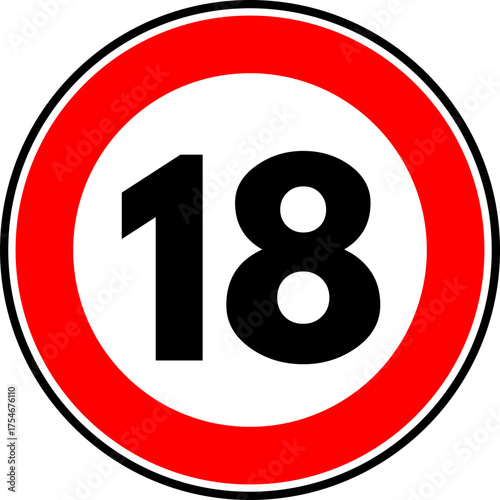 Speed limit 18 traffic sign, Speed limit 18 kilometers per hour road sign