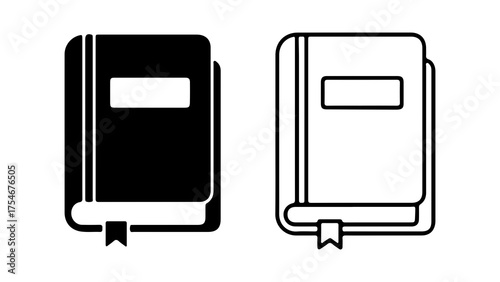 Notebook icons with outline and solid fill with transparent background