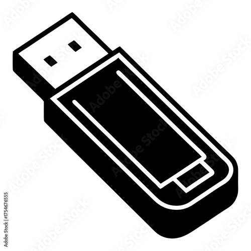 USB Drive Icon Vector | Flat Minimal USB Flash Drive Graphic Design File