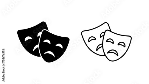 Comedy and tragedy masks with transparent background