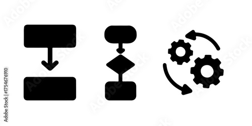 Business process flowchart and gears icon