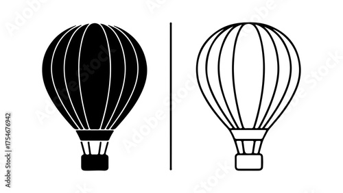 Hot air balloons outline with transparent background
